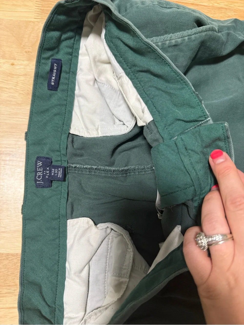 Men’s J.Crew Flex Straight Chino Pants Green 32x30 Cotton Stretch